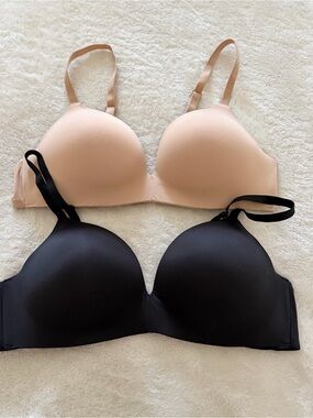 Gap Body Wireless T-Shirt Bras - Nude & Black Bundle 38 B